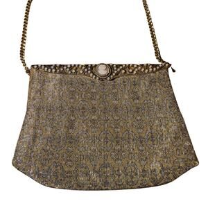 Antique Beaded Cameo Purse Seed Pearls Vintage